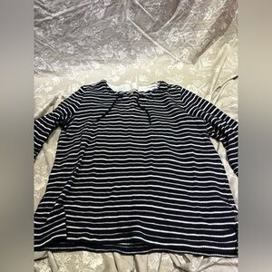 Talbots navy stripe pullover 3/4 sleeves 2X